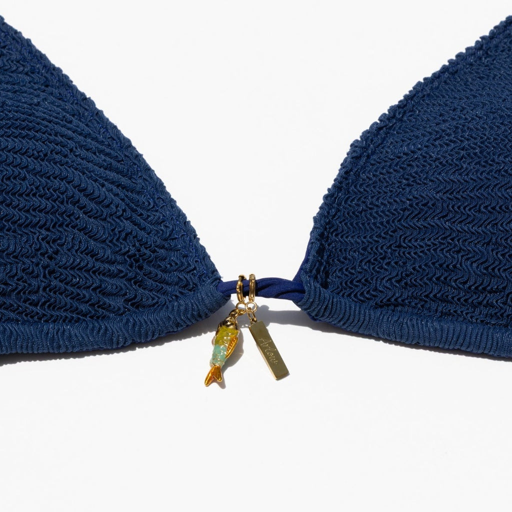 Navy Ripple Triangle Bikini Set