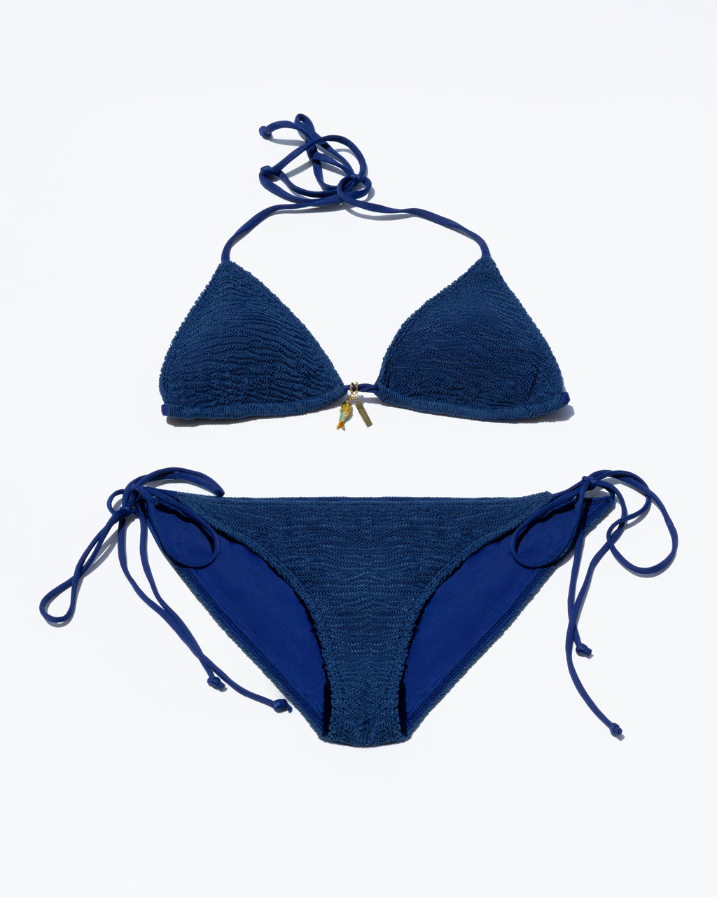 Navy Ripple Triangle Bikini Set