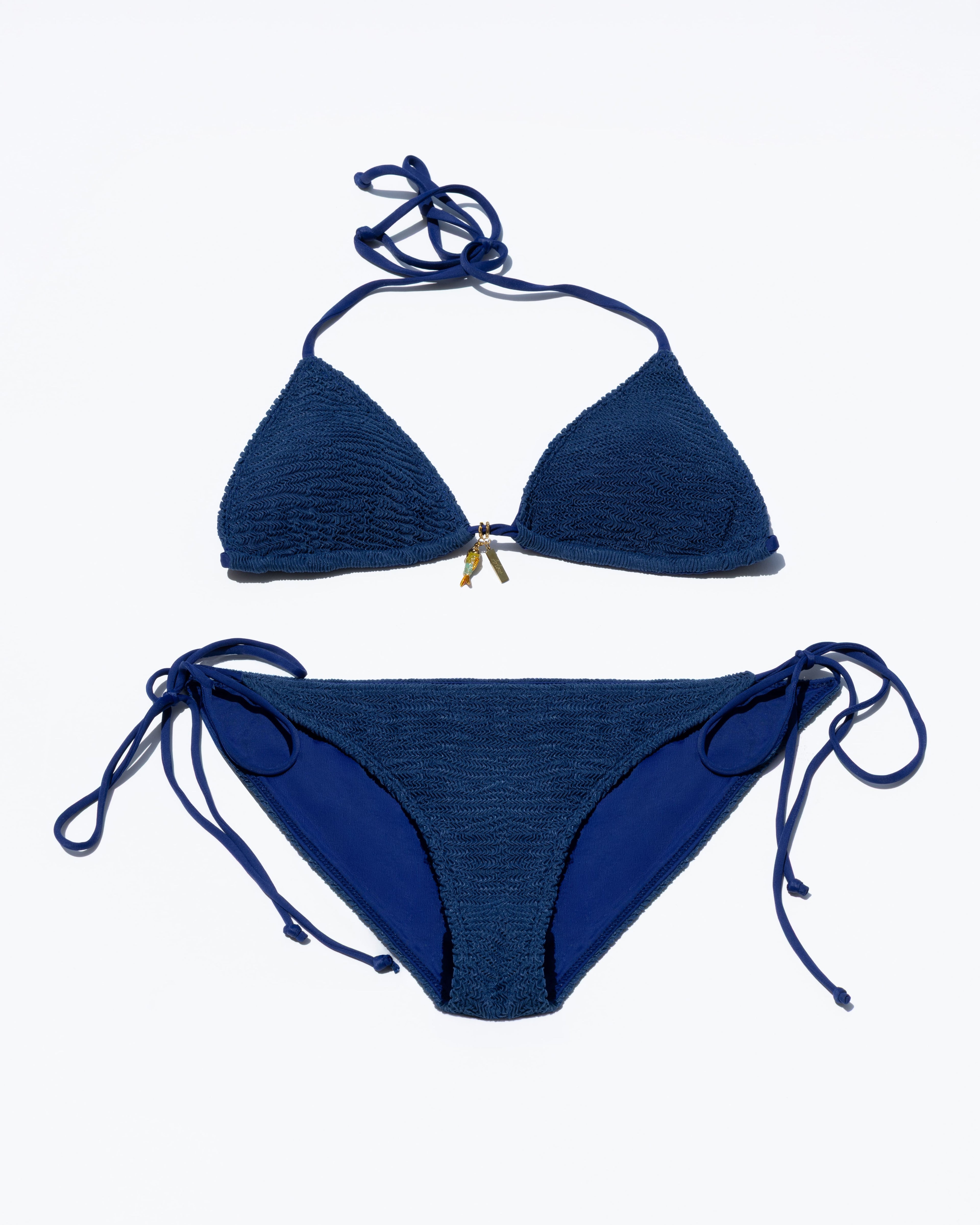 Navy Ripple Triangle Bikini Set
