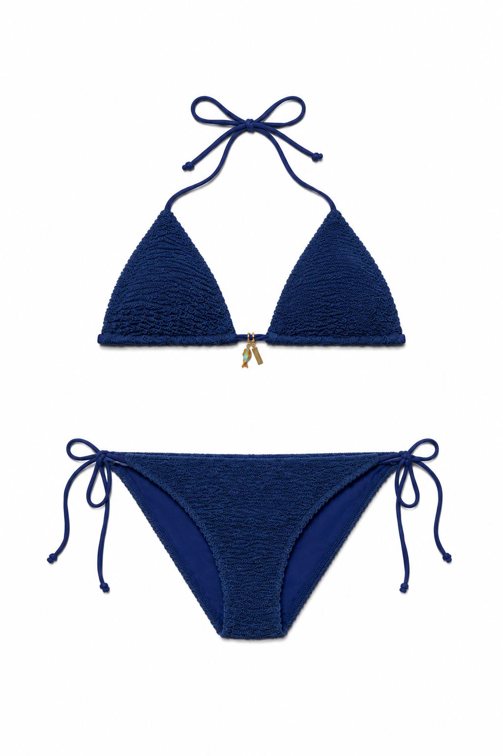 Navy Ripple Triangle Bikini Set